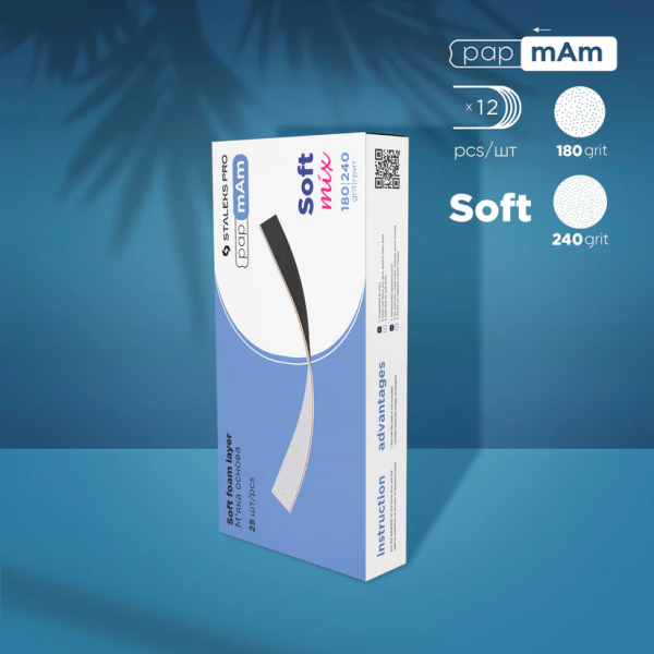 Limas desechables de doble cara con espuma Staleks Pro pApmAm Mix Expert. Recta 20mm (25 unid.)