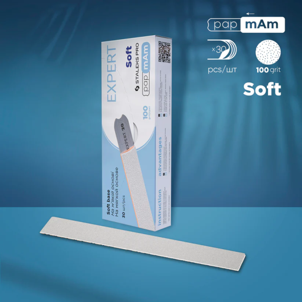 Limas desechables con espuma Staleks Soft Expert Recta 20mm. (25 unid.)